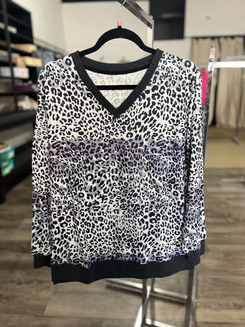 Grey and White Leopard Sweatshirt