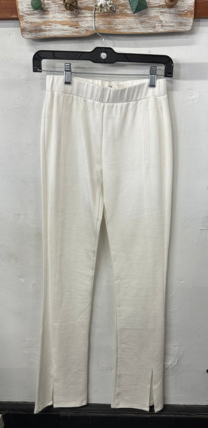 White Front Split Pants