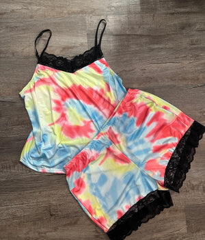 Tie Dye Lace PJ Set