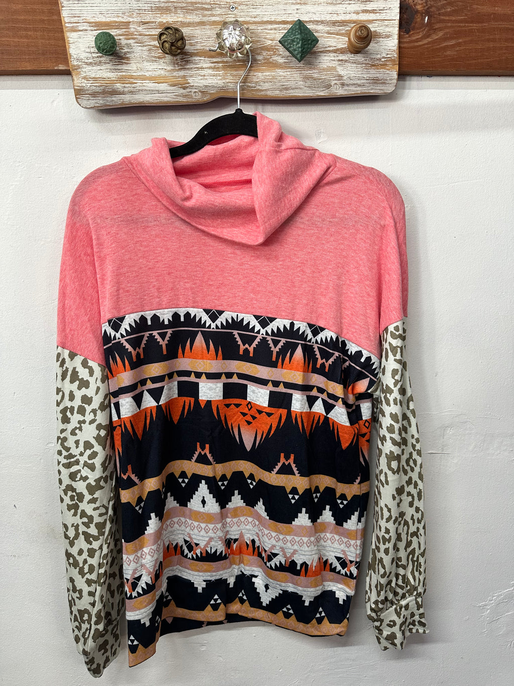 Mix Print Mock Neck