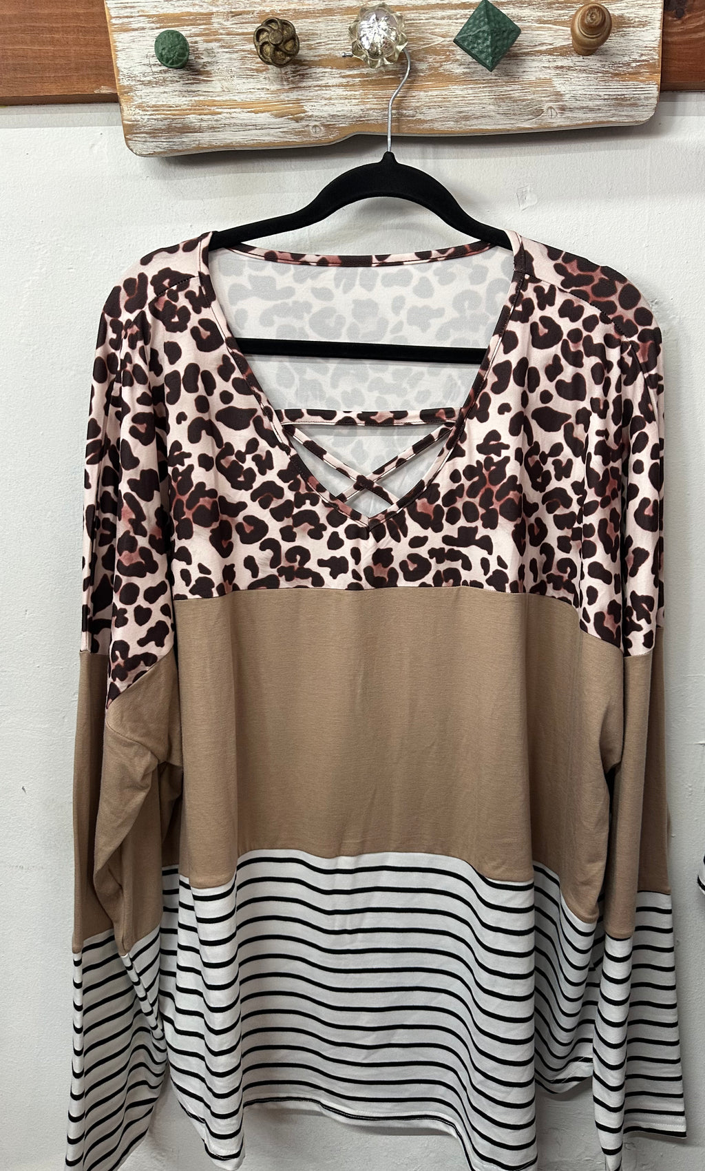 Stripe Leopard Top