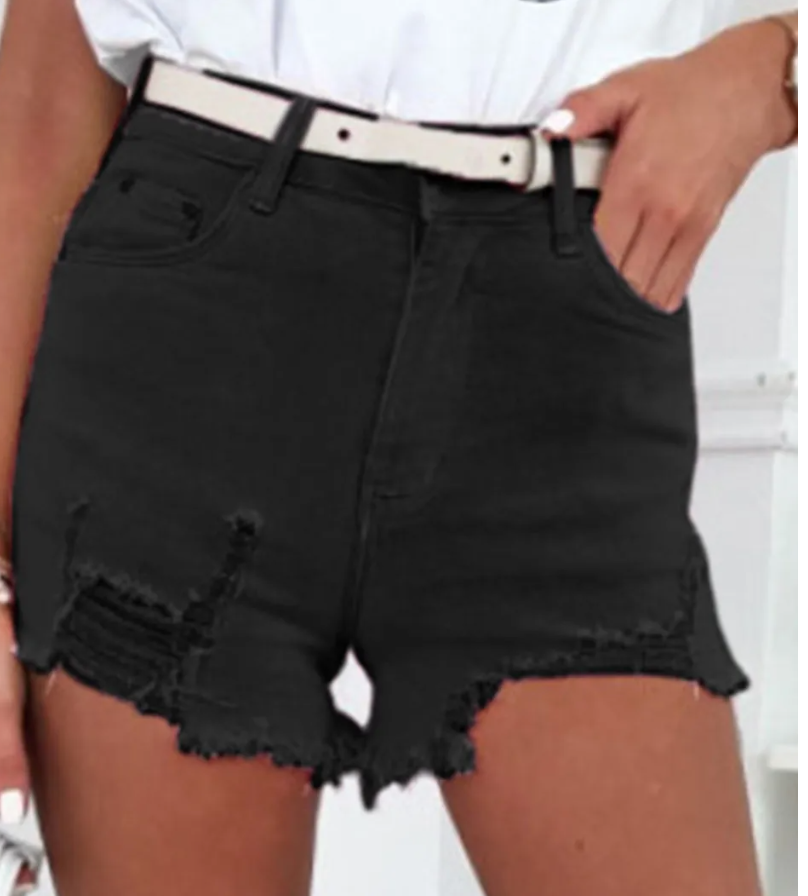 Black Distressed Shorts