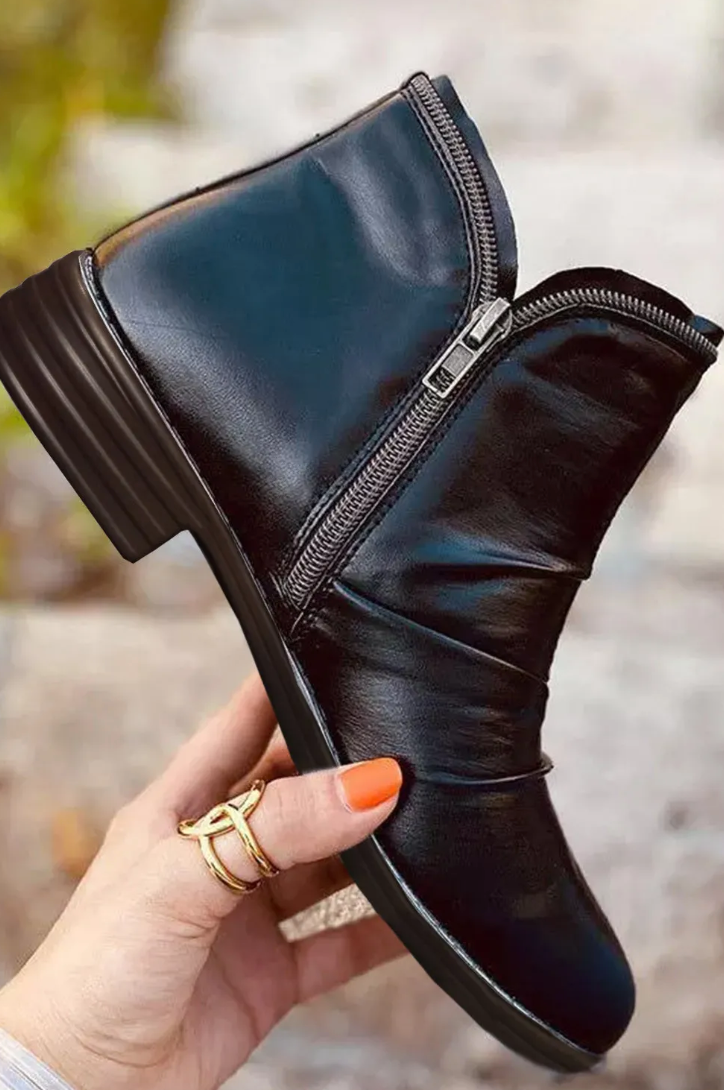 Black Leather Booties