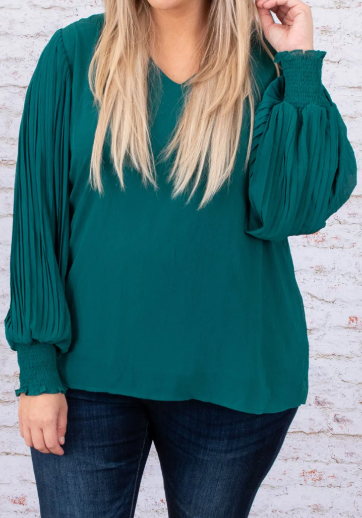 Green Pleated Top