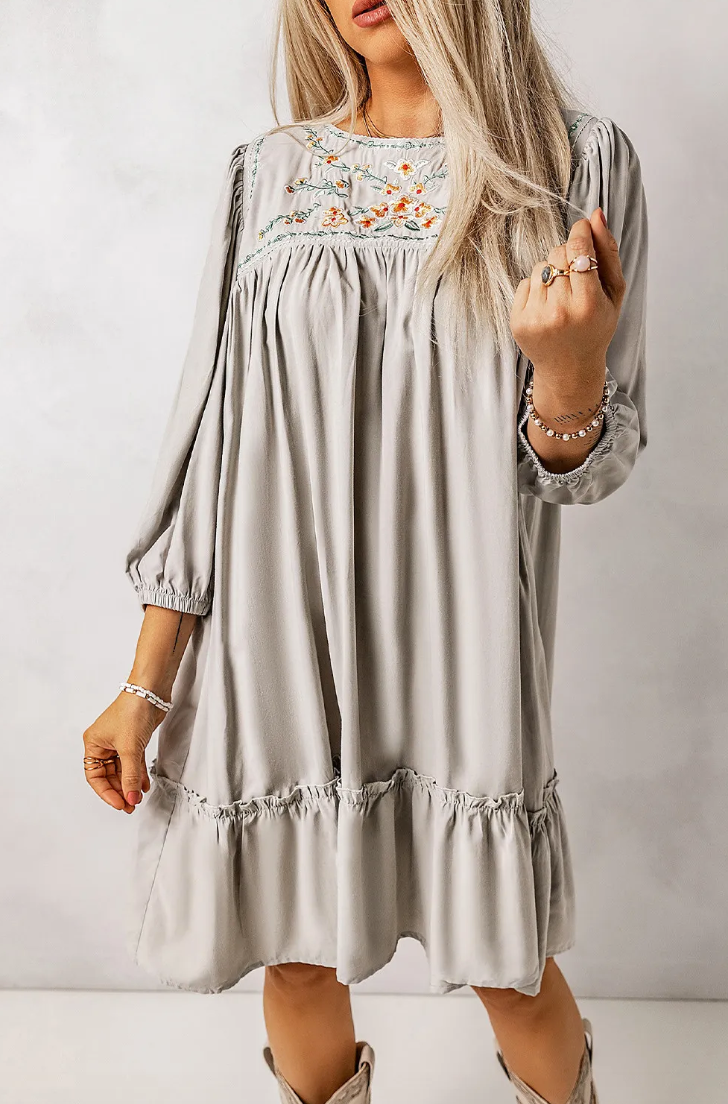 Grey Embroidered Dress