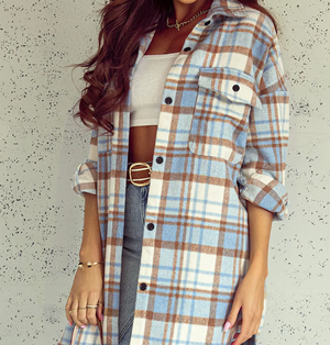 Sky Plaid Shacket