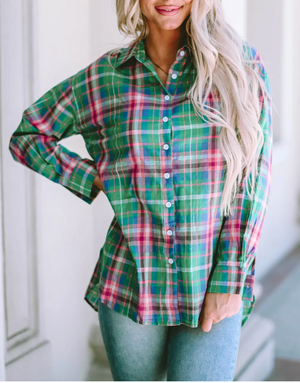 Green Plaid Top