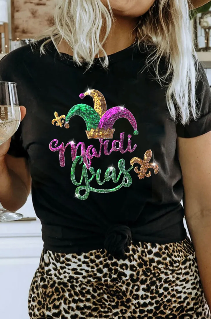 Black Mardi Gras Tee