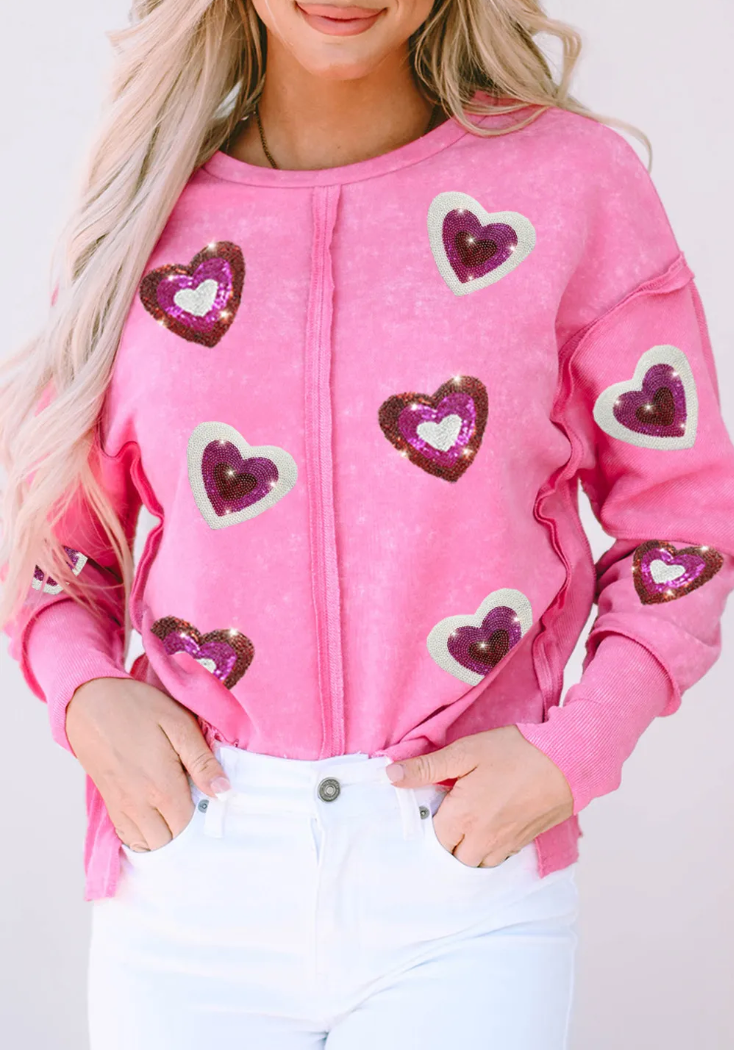 Sequin Heart Pullover