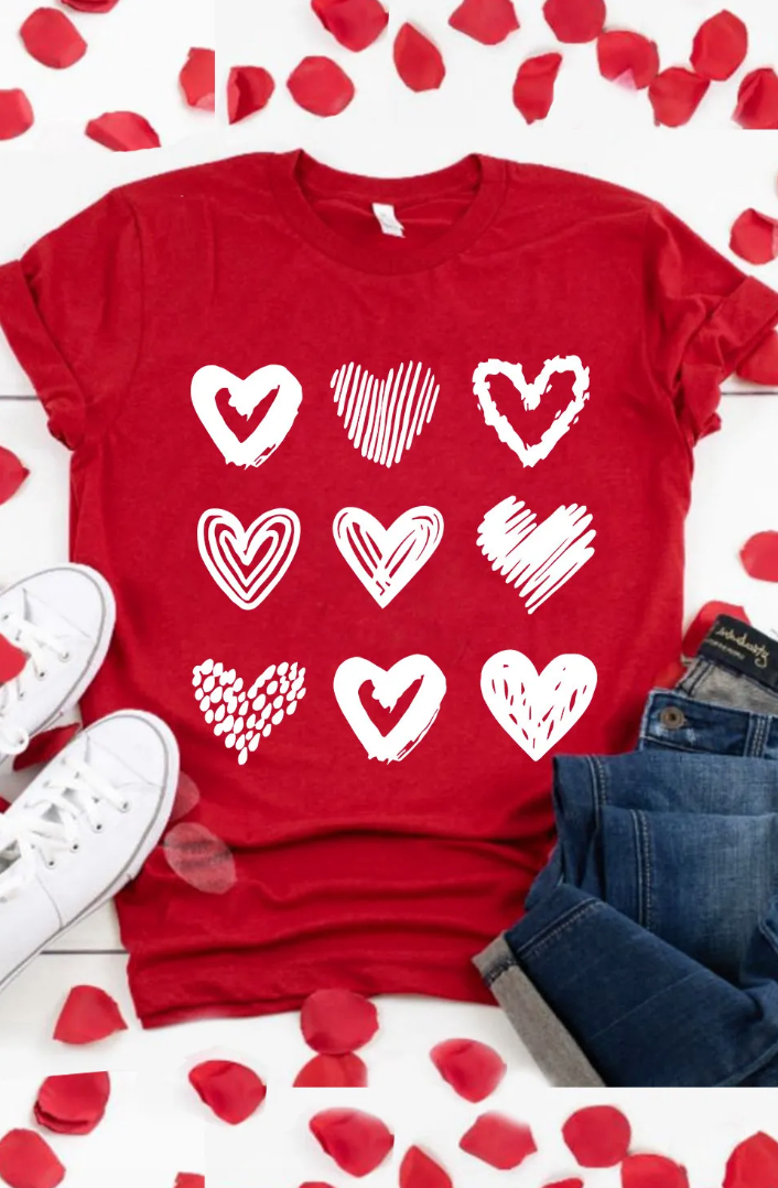 Red Multi Heart Tee