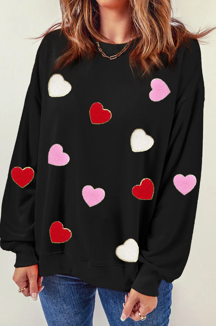 Heart Chenille Patch Sweatshirt