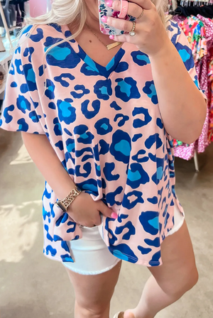 Blue & Pink Leopard Tee