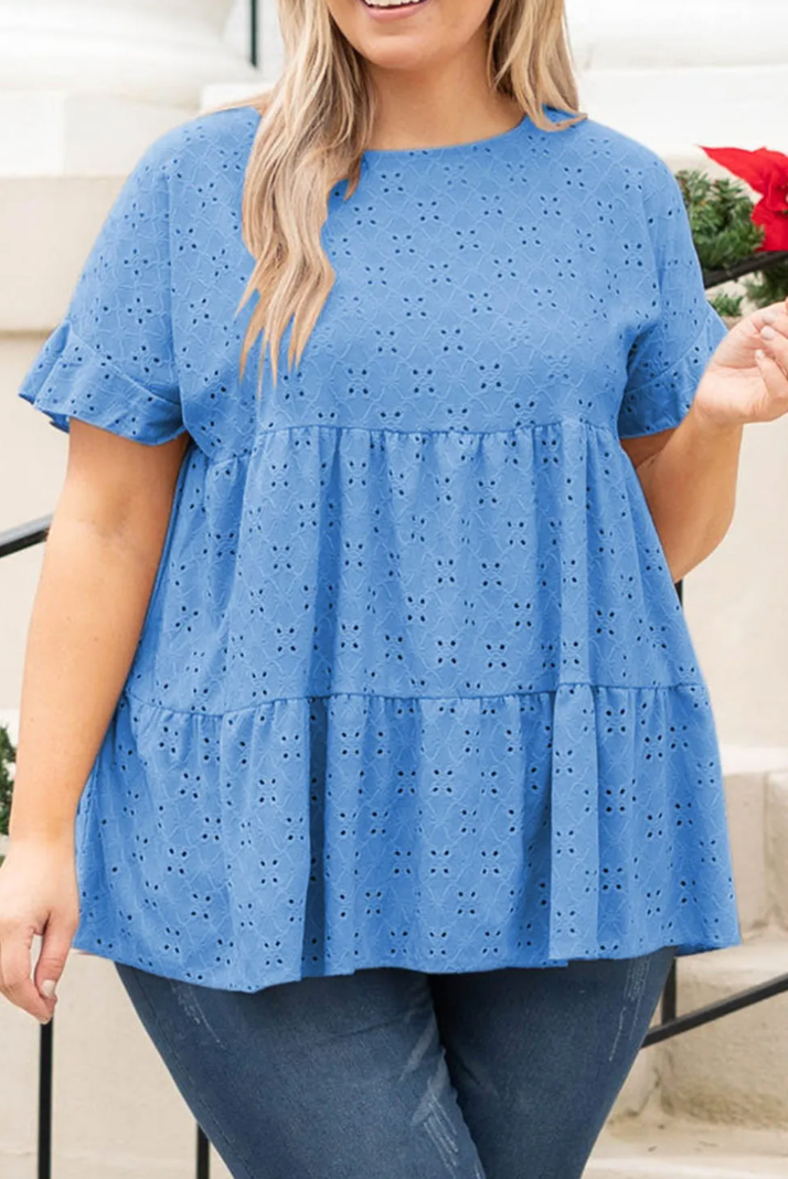 Blue Eyelet Top