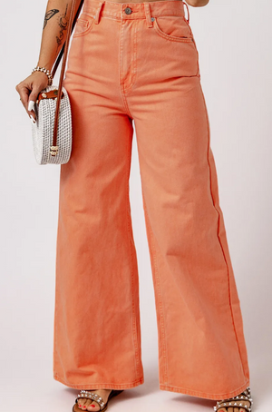 Orange Wide Leg Jeans