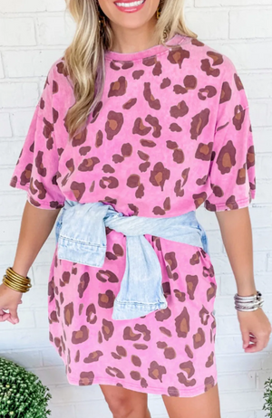 Pink Leopard Tee Dress