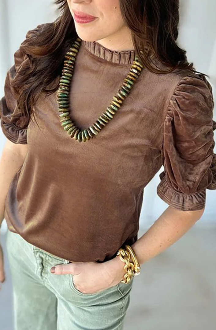 Brown Velvet Blouse