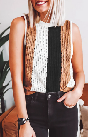 Khaki Stripe Sweater Vest