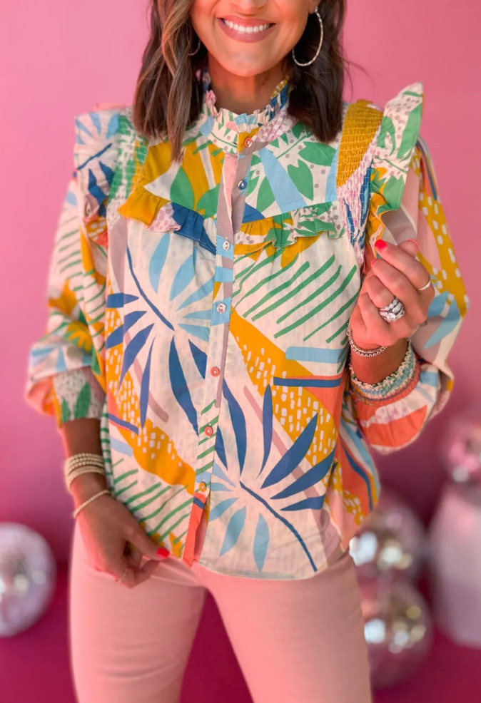 Peach Abstract Blouse