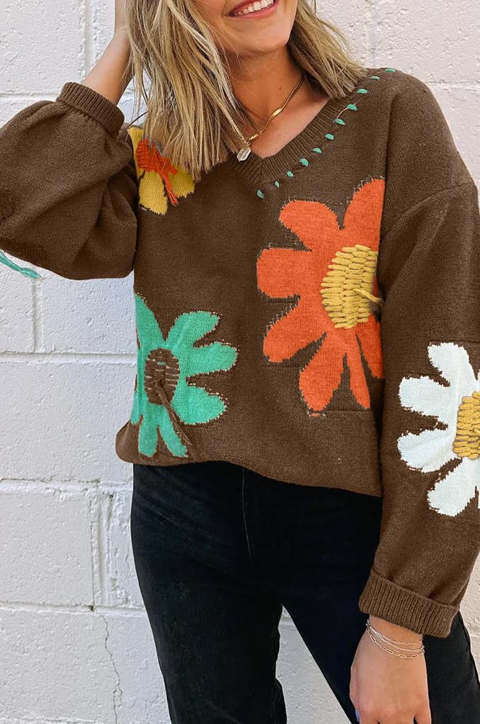 Mocha Floral Sweater