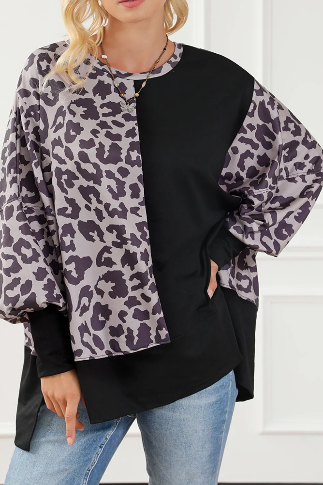 Leopard Split Side Pullover