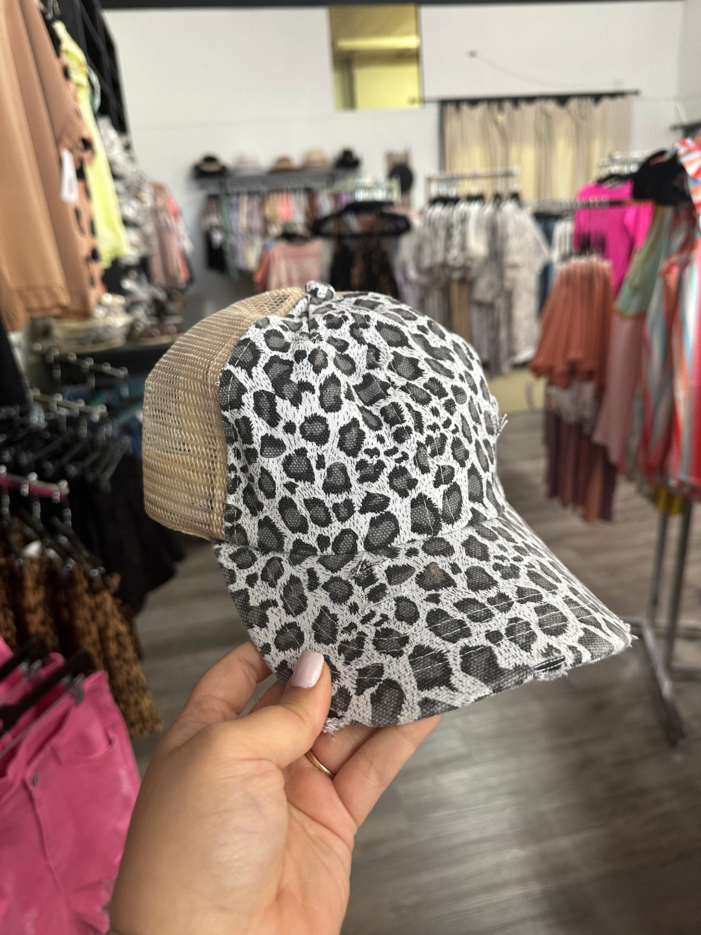 White Leopard Pony Hat