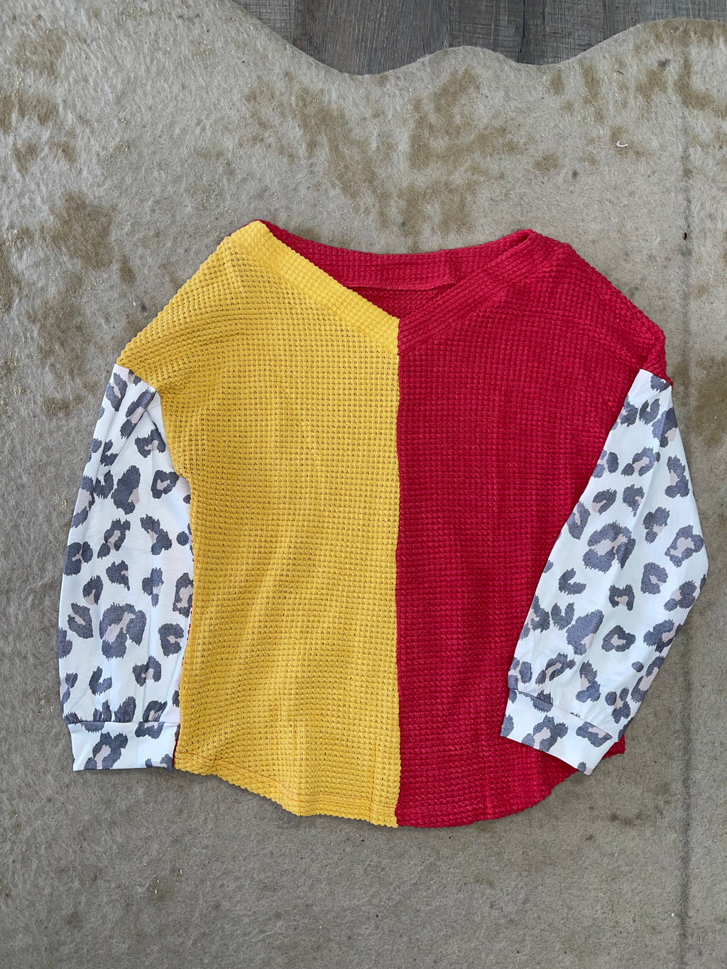 Yellow And Red Leopard Print Top