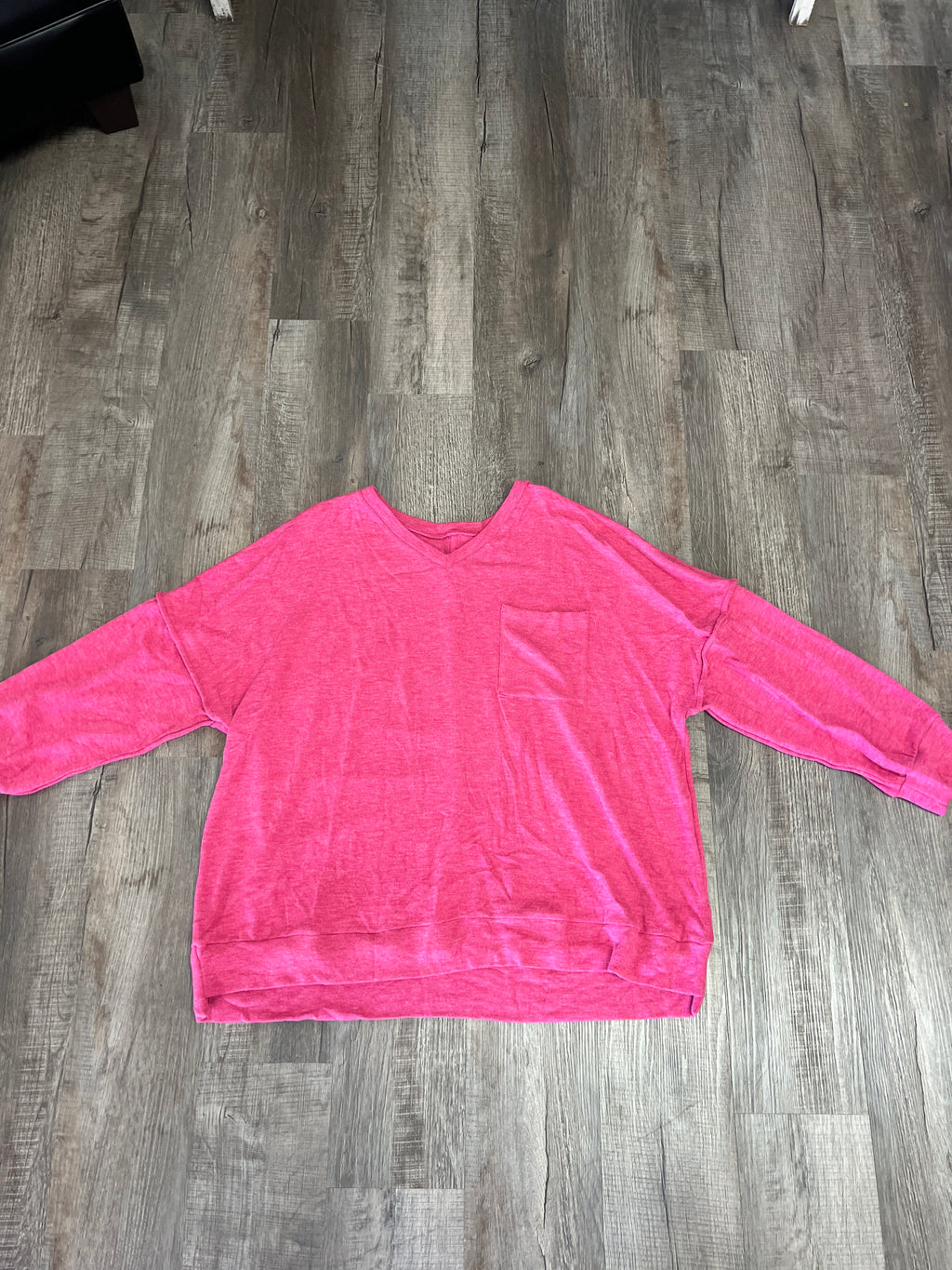 Plus Size Pink Pocket Sweater