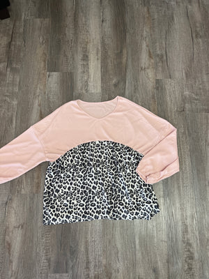 Plus Sized Waffle Knit Leopard Top