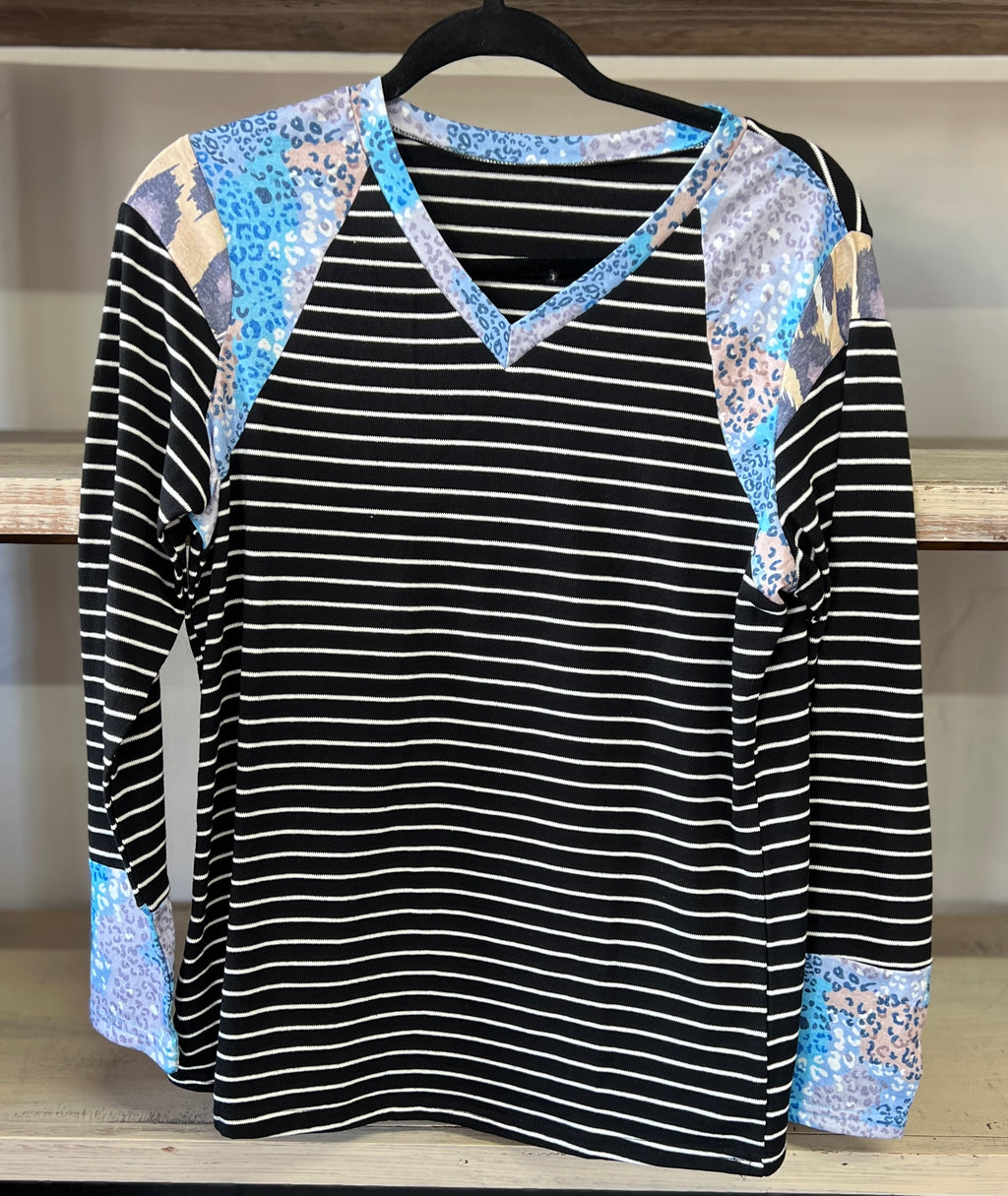 Striped Blue Leopard Top