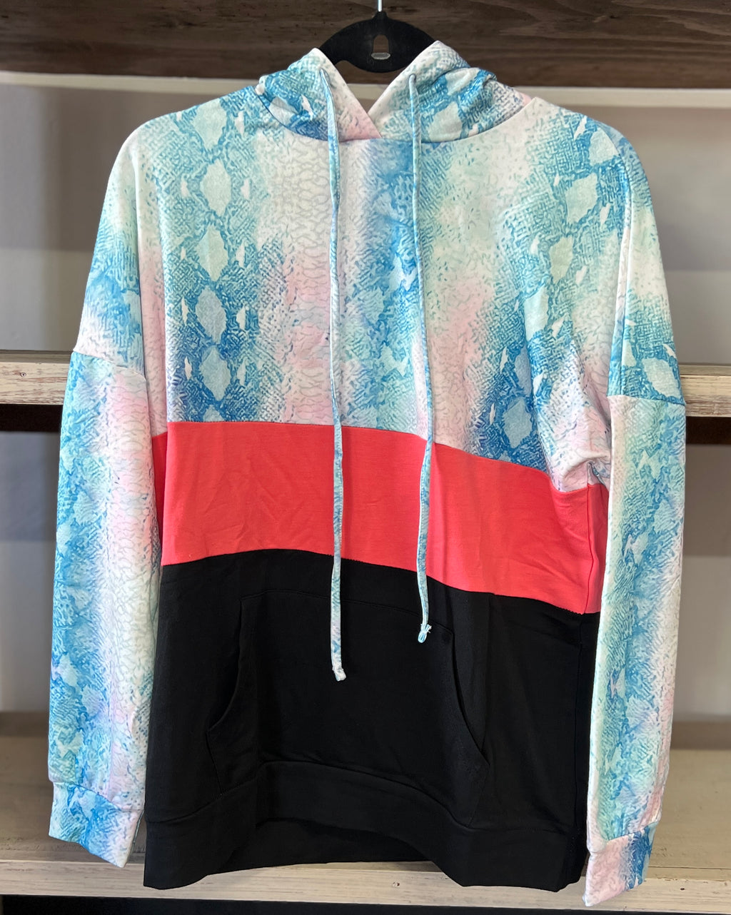 Blue and Pink Snake Print Hoodie