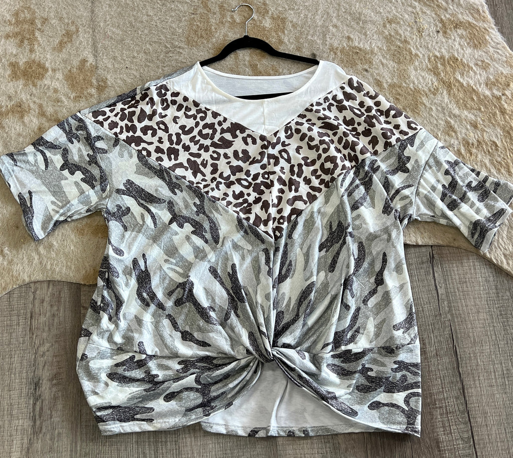 PlusSize Green Camo&Leopard Tee