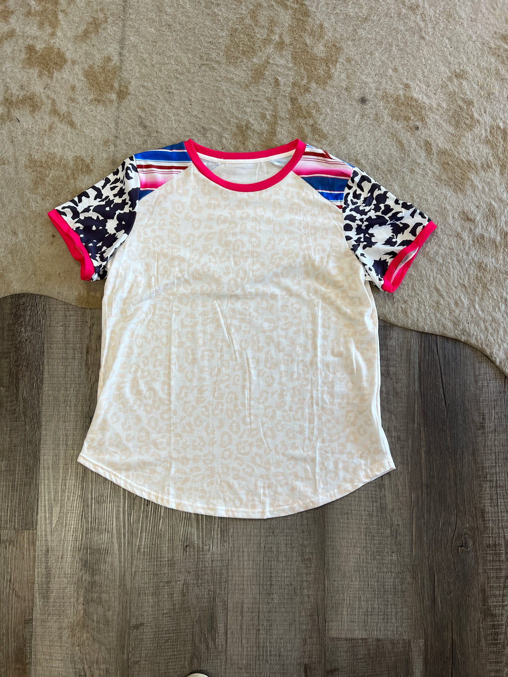 Multi Stripe Cream Leopard Tee