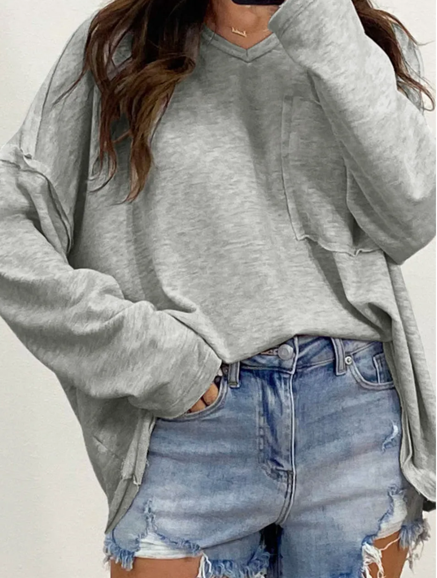 Pocketed Oversize Drop Sleeve Top