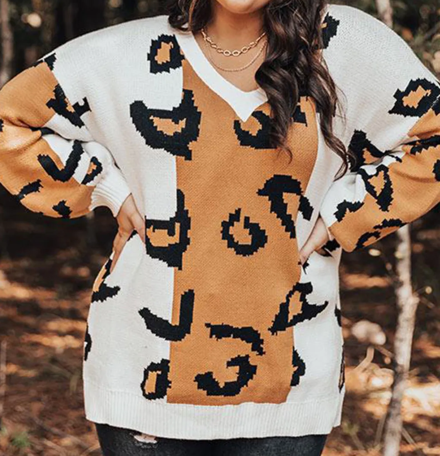 Orange Leopard Sweater