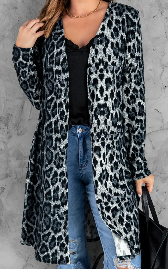 Grey Leopard Cardigan
