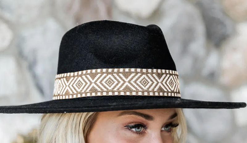 Black Aztec Detail Hat